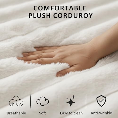 Image of KCGKCG 81 inch Sectional Sleeper Sofa Bed, Pull Out Couches for Living Room | Pull Out Sofa Bed with Storage Chaise, Dual Cup Holders, Side Storage Pocket, Charging Station, Plush Corduroy Fabric