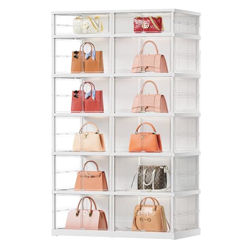 12-Cube Clear Handbag Organizer with Wheels