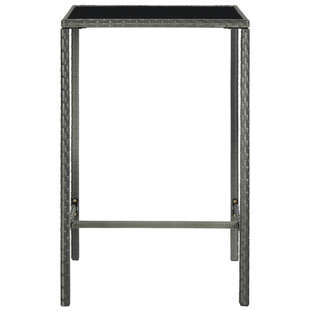 Tavolo da Bar da Giardino Grigio 70x70x110 cm Polyrattan Vetro,Tavolo da Bar da Giardino in Polyrattan, Resistente Alle Intemperie, per Esterni e Interni Tavolini da Caffé