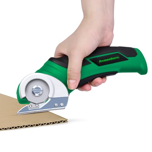 Hammersmith SharpSpin - Kabelloser Akku-Universalschneider - Elektrische Schere - Kartonschneider - Rollschneider - Selbstschärfende Klinge - Schneidet Leder, PVC, Teppiche, Karton & mehr