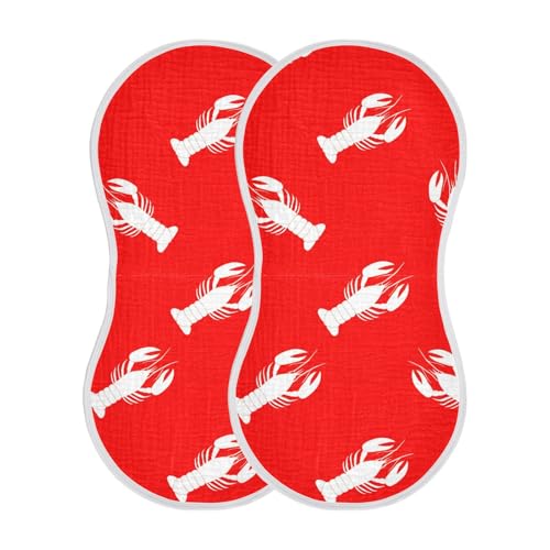 MCHIVER Crawfish Red Cartoon Baby Burp Cloths Cotton Washcloths Soft Absorbent Burping Rags for Baby Girl Boys Newborn Towel 4 Pack2