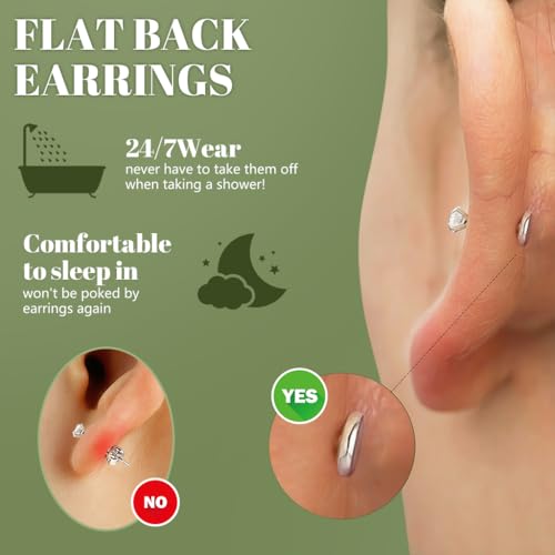 Image of SANNIDHI Earrings Set for Women Hypoallergenic Surgical Steel Internal Thread Stud Piercing Jewelry for Tragus Helix Cartilage Conch Nose Plated Lip Labret Medusa Piercing