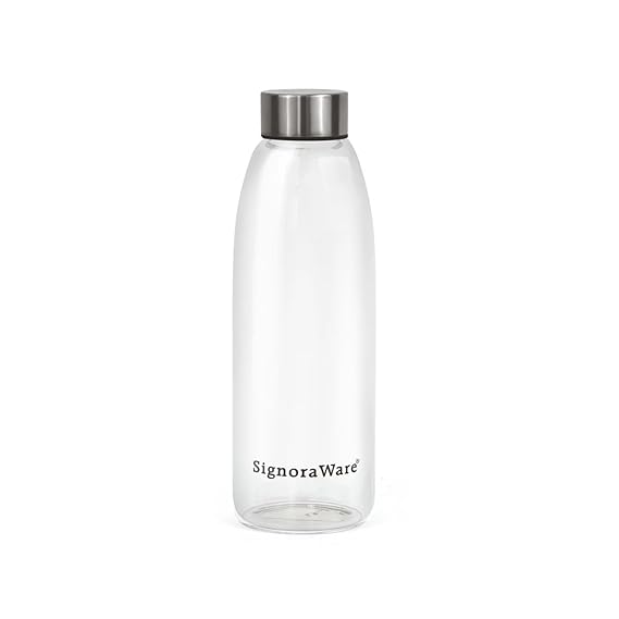 Signoraware Frostfire Borosilicate Glass Bottle | Airtight & Leakproof | Heat Resistant | Sleek Frosted Design for Stylish Look | Ideal for Water & Detox Drinks | Home & Office Use (750ml | Clear)