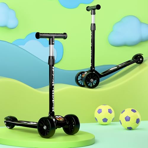 Image of 3 Wheel Kick Scooter for Kids of Age 3-8 Years, All PU 3 Wheel 3 Level Height Adjustment, Light Weight 50kgs Weight Capacity for Kids (Black)