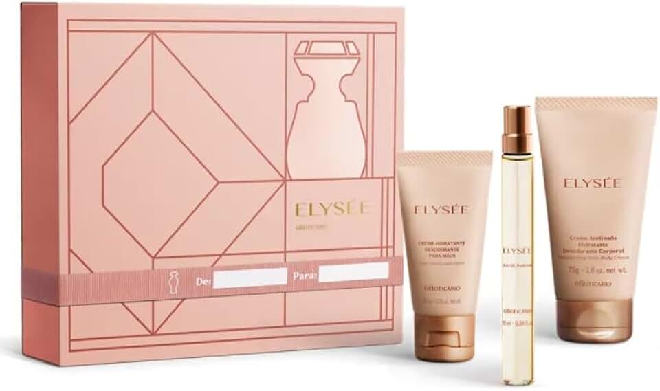 Kit Presente Elysée: Eau de Parfum 10ml + Creme Acetinado Corporal 75g + Creme Acetinado para Mãos 30g