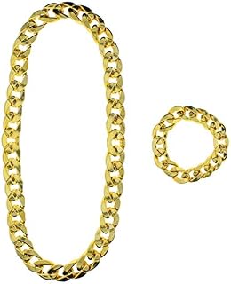 Zac's Alter Ego Fancy Dress Thick Gold Gangster Chain Necklace & Bracelet Set