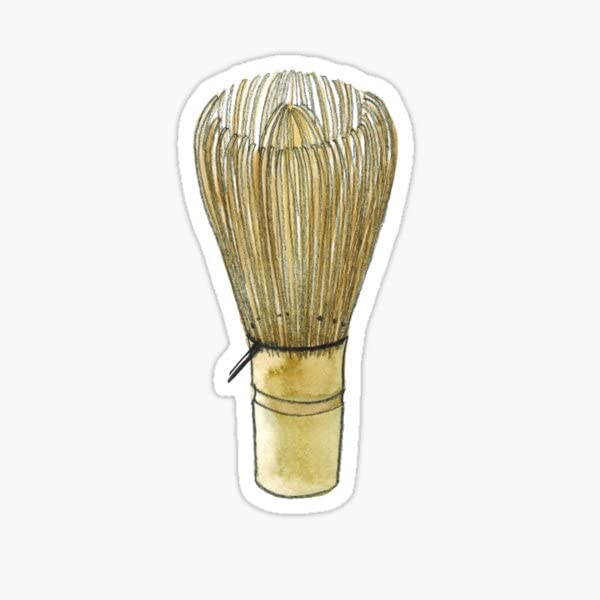 Green Tea Matcha Lover Japan Bamboo Whisk Vinyl Sticker (3" inches)