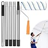 JIZZU Long Rouleau de Peinture Extensible de 200cm, Longs Rouleaux en Éponge pour Peinture avec Perche Peinture Amovibles en Acier Inoxydable, Kit Peinture Mur Multifonction pour Murs et Plafonds