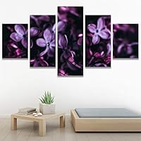 SIGNWIN 5 Panel Canvas Wall Art Purple Petal for Home Decorations Ready to Hang - 60