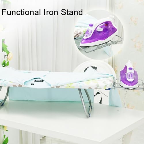 LXRHLIKG Tabletop Ironing Board, 35"×12"×7" Folding Portable Ironing Boards with Mesh Metal Base & 100% Cotton Cover (Color : Blue) - Image 4