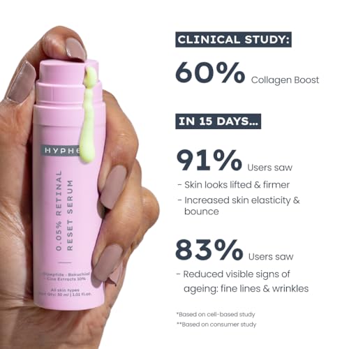 Image of Hyphen 0.05% Retinal Reset Serum | 30% More Effective than Retinol Serum | Anti Ageing Reduces Fine Lines & Wrinkles Night Face Serum For Beginners | Serum for Women | Boosts Collagen & Brightens Skin- 30 ml