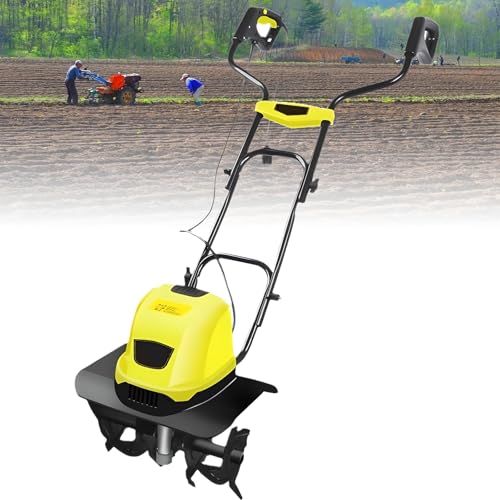 Motocultor eléctrico, rotavavador de jardín de 1500 W con Velocidad sin Carga de 390 RPM y Profundidad de labranza de 18 cm y Ancho de arado de 36 cm, cultivador de Suelo de césped con 4 Cuchillas