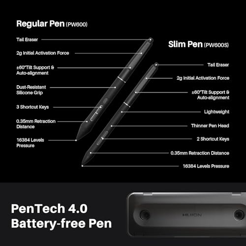 HUION Kamvas Pro 27 144Hz 4K UHD Drawing Tablet with Screen, Dual-Pen Powered by PenTech 4.0 16384 Pen Pressure, Canvas Glass 3.0 △E<1 Graphic Tablet Multi-Touch Drawing Monitor with Keydial Remote - Image 4