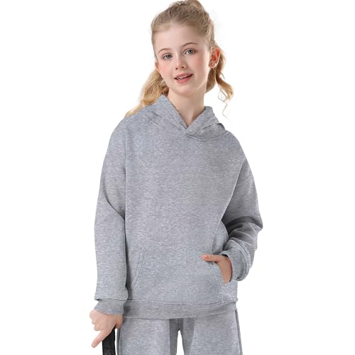 Image of Kids Athletic Pullover Hoodie Sweatshirt with Pocket Tops,2-12Years | Boys and Girls Fleece Hooded Christmas Halloween Teen Girls Athletic Hoodie Solid Color Lightweight Classic Kids Clothes