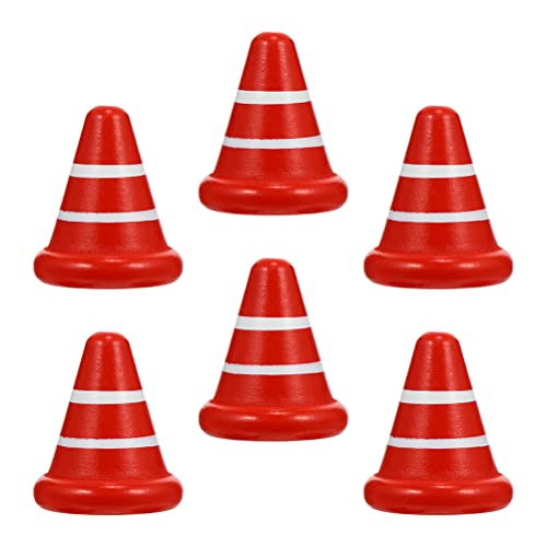 LUOZZY 6 peças mini cones de trânsito em miniatura placas de trânsito blocos de estrada de brinquedo