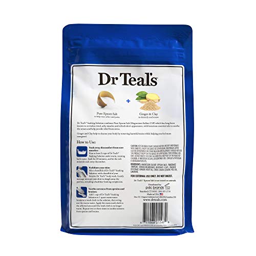 Dr. Teal's Pure Epsom Salt Bath Variety Gift Set (2 Pack, 3Lbs Ea.) - Restore & Replenish Pink Himalayan, Detoxify & Energize Ginger & Clay - Essential Oils Remove Toxins 7 Help Alleviate Daily Stress #TOP4