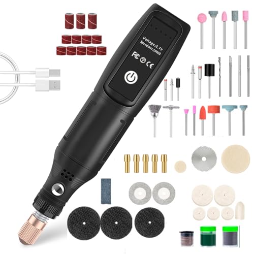 Mini Cordless Rotary Tool Set, 108Pcs Accessories, 3.7V 5000-18000rpm Rotary Tool Kit USB Rechargeable with LED Display, Mini Electric Grinder for DIY Engraving, Grinding, Polishing
