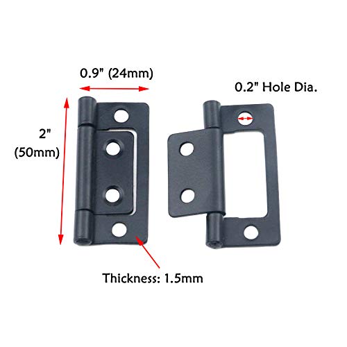 Antrader 2-Inch X 0.9-Inch Non-Mortise Antique Hinge, Vintage Furniture Cabinet Hinge With Screws, Black, Pack Of 12 #TOP1