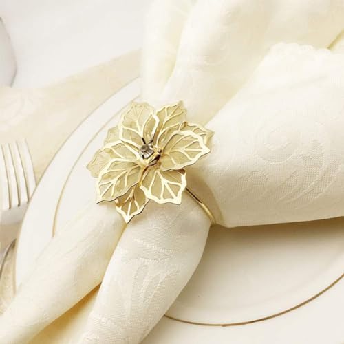 DAYSTAR 6 Pçs Anéis de Guardanapo Dourado Para Decoracao de Mesa (Flor)