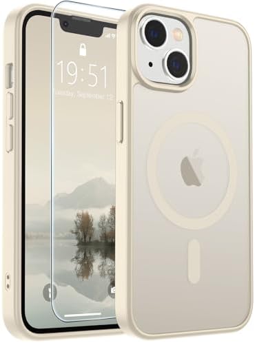 SUPFINE Magnetic for iPhone 14 Plus Case/iPhone 15 Plus Case Antique White