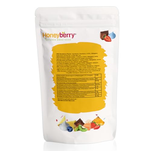 Freeze Dried Strawberry Pieces 250g - Premium Freeze-Dried Fruit Bits - 100% Natural, No Added Sugar or Preservatives Raw Dry Strawberries for Baking, Cake Decoration, Porridge Oats, Ice Cream Topping
