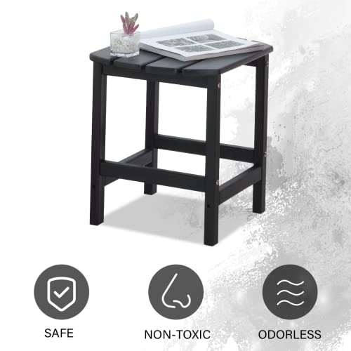 Yoleny Outdoor Side Table, Hdpe Adirondack Table, 19 Inch Patio End Table, Perfect For Graden, Backyard, Pool, Front Porch,Black #TOP3