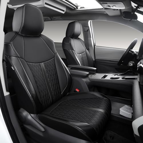 OURPLOT Custom Fit Sienna Seat Covers for 2021-2026 Toyota Sienna LE XLE 8-Seat, Waterproof Faux Leather Full Set Airbag Compatible 3-Row Car Seat Protectors (Black)