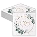 Glamifyr 40 Stück Servietten Hochzeit,Servietten Eukalyptus grün,Hochzeitsservietten,Servietten Herz,Goldene hochzeit,servietten Salbeigrün,für Hochzeit Geburtstag Tischdeko
