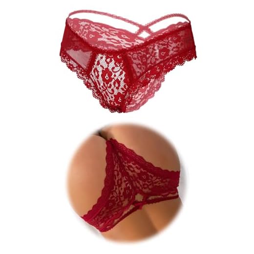 ohmydear Braguitas brasileñas de encaje para mujer, lencería sexy, bragas hipster, ropa interior erótica, tanga, tallas grandes, tanga de encaje, 1-rojo, M-L