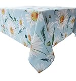 Wewoch Decorative Daisy Floral Print Rectangle Tablecloth Waterproof Rectangular Table Cloth Wrinkle