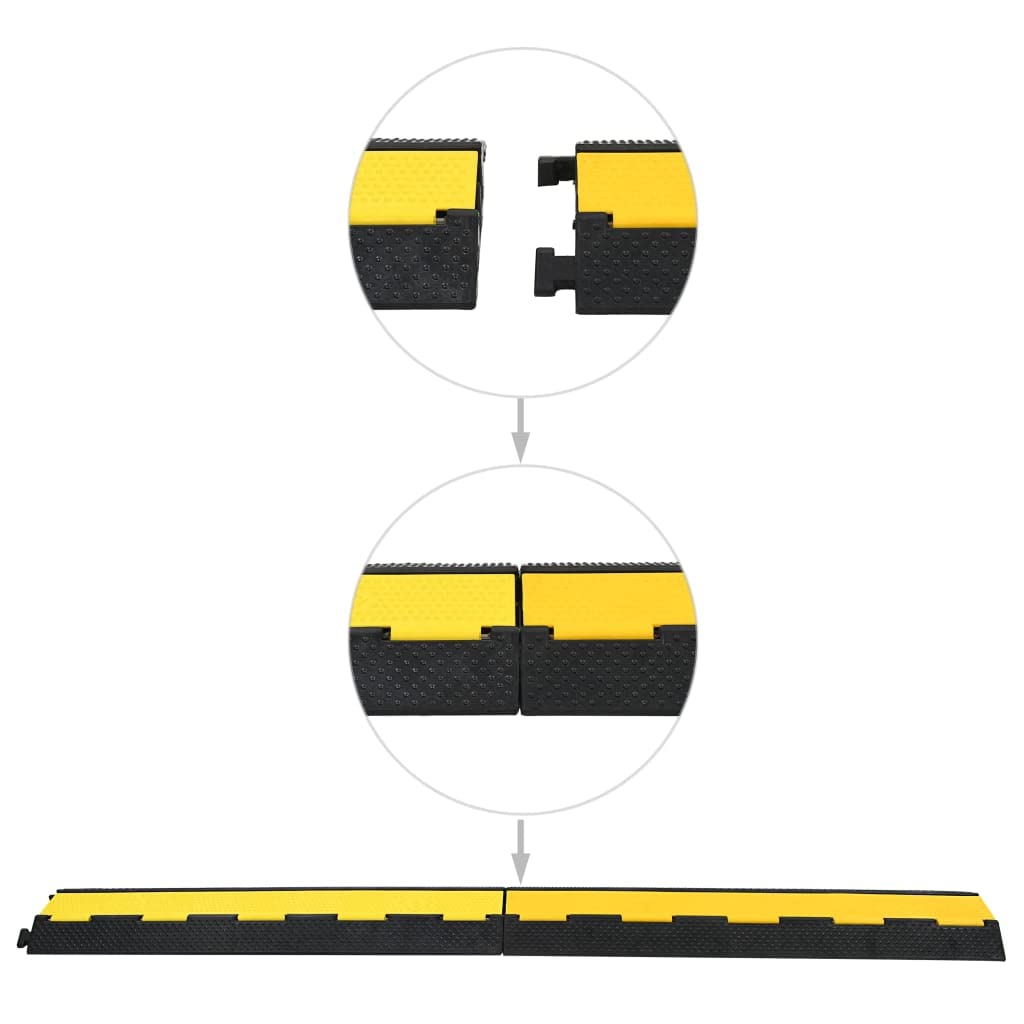 INLIFE 142835 - Protector de Cable Pasacables, Canaleta Cables Suelo (4 unidades, 2 canales, goma, 101,5 cm, 24,07 kg)