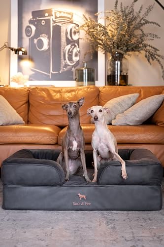 Image of NOAH & PAW Large Dog Bed, 35x25x11 Inch, Orthopedic Dog Beds, Eggshell Memory Foam Infused with Cooling Gel, Inner Cover, Water Resistant, Machine Washable (Faux Leather)