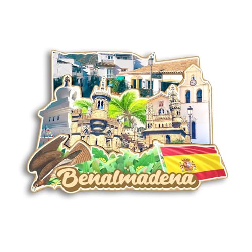 Quwsne Imán para nevera Benalmádena, España, imán para nevera, recuerdos de viaje de ciudad, regalos turísticos, monumentos clásicos 3D, hechos a mano, decoración del hogar - 1056