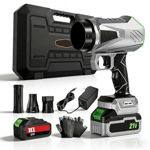 21V Electric Leaf Blower Cordless, Portable Leaf Blower Cordless, Handheld Lightweight Leaf Blower Cordles with Battery and Charger, for Lawn, Patio, Dusting, and Leaf Blowing (10-Cell Battery*1)