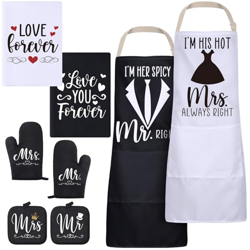 Xtinmee Mr and Mrs Aprons for Couples Gifts, Hubby and