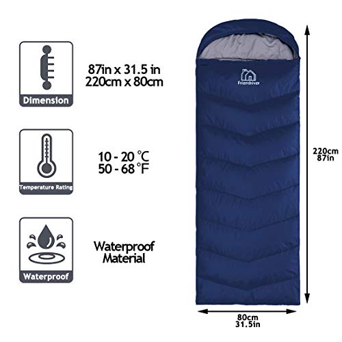 Friendriver Xl Size Upgraded Version Of Camping Sleeping Bag 4 Seasons Warm And Cool, Lighter Weight, Adults And Children Can Use Waterproof Camping Bag, Travel And Outdoor Activities (Navy, Single) #TOP1