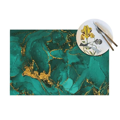 Turquoise Marble Placemats Set of 4, Emerald Dark Green Table Mats by TNOKKU - Used condition - Image 4