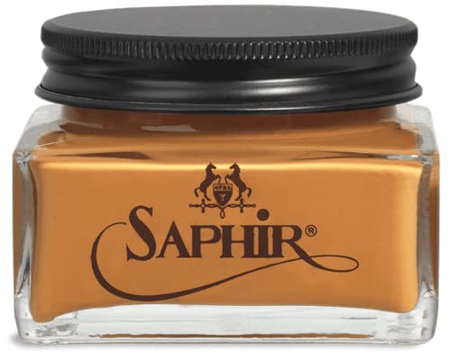 SAPHIR Medaille d'Or Pommadier Cream 75ml – Natural Cream Leather Shoe Polish, Leather Conditioner for Boots, Handbags - Light Brown
