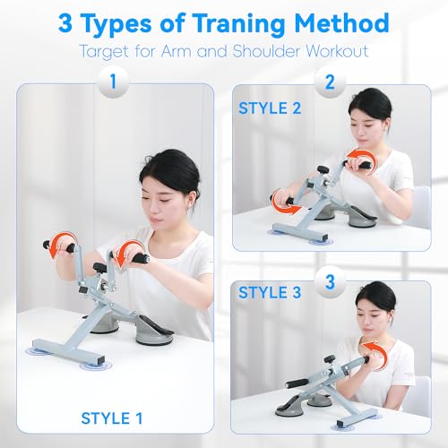 Arm Bike for Physical Therapy, Multifunction Rehabilitation Exerciser for Arm and Shoulder, Stroke Rehab Equipment, Portable Indoor Arm Cycle for Seniors, Adjustable Resistance, Anti-Slip
