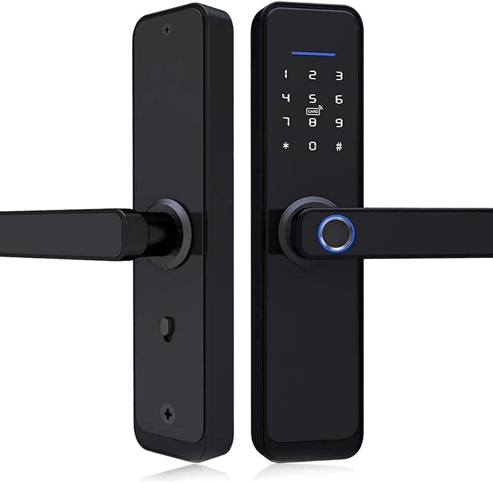 Smart Lock, WiFi Electronic Door Lock, Touchscreen Smart Anti-Theft Door Lock, Fingerprint Keypad Card with Password | IC Card | Tuya Smart APP with Mechanical Key