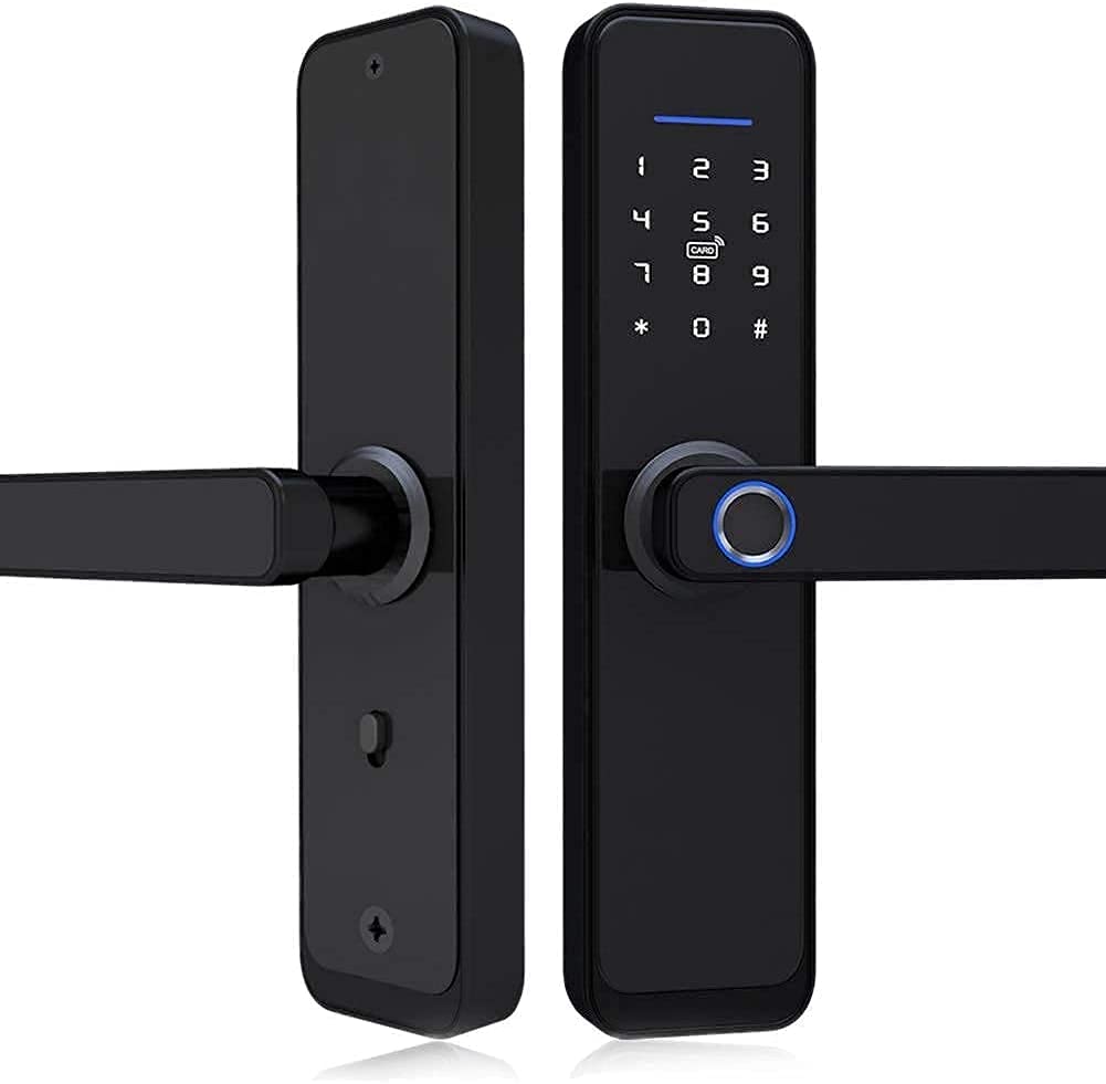 Smart Lock, WiFi Electronic Door Lock, Touchscreen Smart Anti-Theft Door Lock, Fingerprint Keypad Card with Password | IC Card | Tuya Smart APP with Mechanical Key