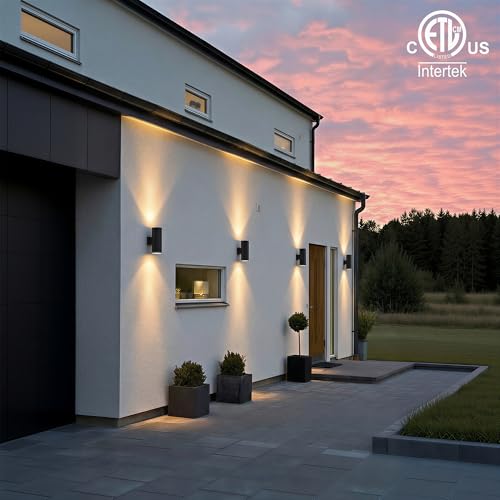 Image of mirrea 14 inch Modern Outdoor Porch Light in 2 Lights, Matte Black, 4 Pack