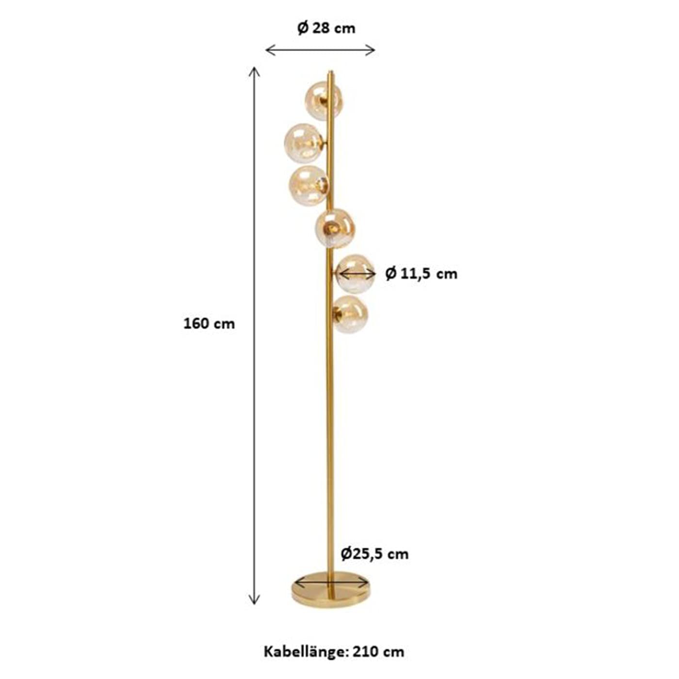 Kare Design Stehleuchte Scala Balls, Gold, 160x28x28 cm, Stehlampe, Leselampe, Stahl Gestell, Glas Schirme, Leuchtmittel nicht inklusive, Wohnzimmer
