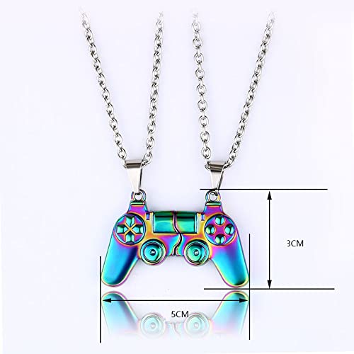 COLORFUL BLING Mutual Attraction Game Controller Necklace for Couple Matching Console Handle Pendant for Best Friends Friendship Valentine's Gifts Him and Her Lovers BFF Jewelry2