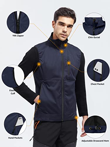Free Soldier Men's Lightweight Softshell Golf Vests Outerwear Windproof Sleeveless Jackets For Travel Hiking Running Fishing(Midnight Navy,S) #TOP2