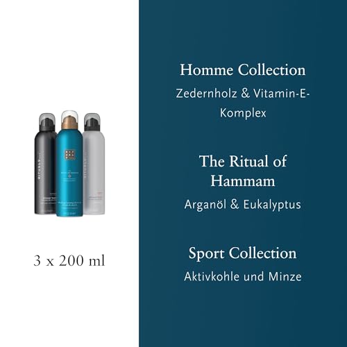RITUALS Shower Foam Value Pack – The Ritual of Hammam, Sport and Homme - full size foaming shower gels - 3 x 200 ml - Image 3