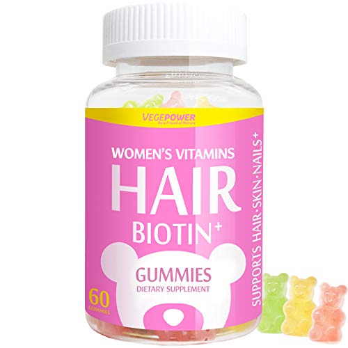 VEGEPOWER Biotin Vitamin Gummies 10000 mcg for Fast Hair Growth, Skin and Nails-Collagen Booster Plus Multivitamin C & E, Vegan, Pectin-Based, Non-GMO, for Women Men-3 Natural Fruit Flavors