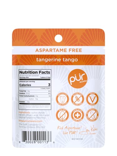 Pur Mints | Aspartame Free Mints | 100% Xylitol | Sugar Free, Vegan, Gluten Free & Keto Friendly | Natural Tangerine Tango Flavored Mints, 20 Pieces (Pack Of 12) #TOP1