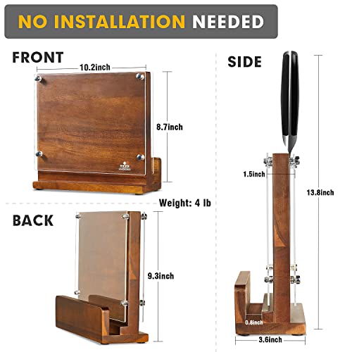 Enoking Magnetic Knife Block With Acrylic Shield, Double Side Transparent Protection Knife Holder Rack Without Knives, Knife Stand For Cutlery Display And Storage #TOP5