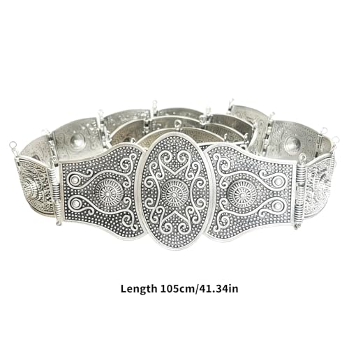 WTWU Traditional Caucasian Women Wedding Belt Metal Embossed Cultural Event Bridal Waistband for Ceremonial Occasion